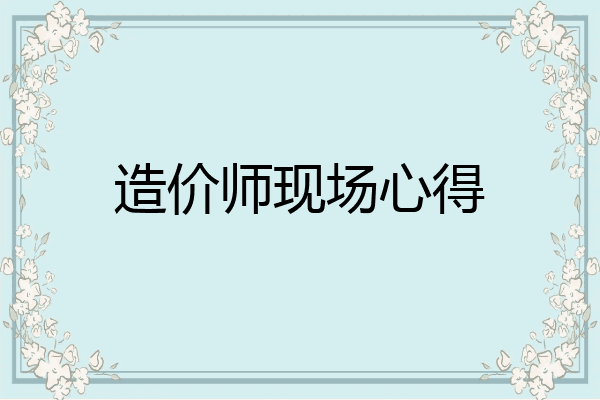 造价师现场心得