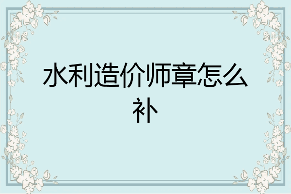水利造价师章怎么补