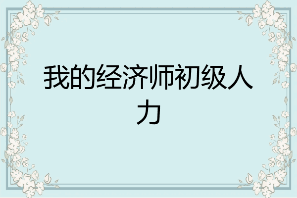 我的经济师初级人力