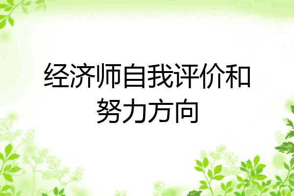 经济师自我评价和努力方向