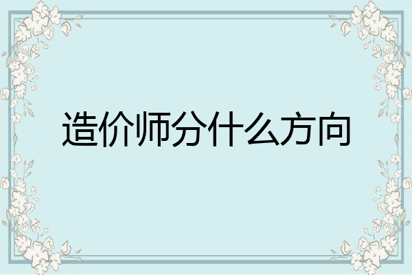 造价师分什么方向