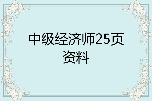 中级经济师25页资料
