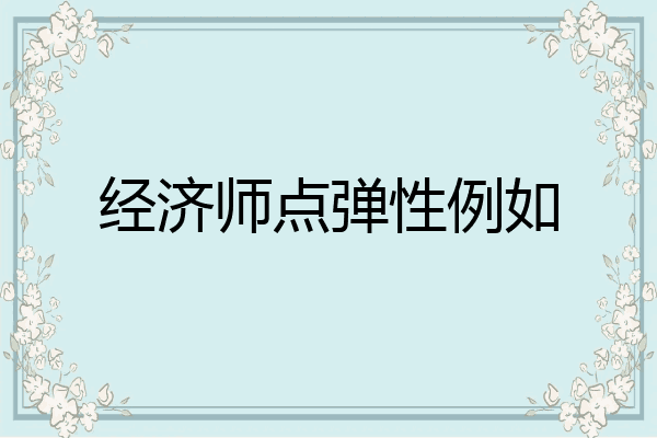 经济师点弹性例如
