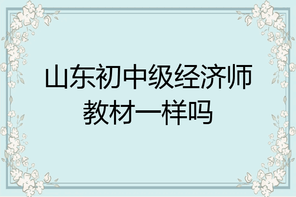 山东初中级经济师教材一样吗
