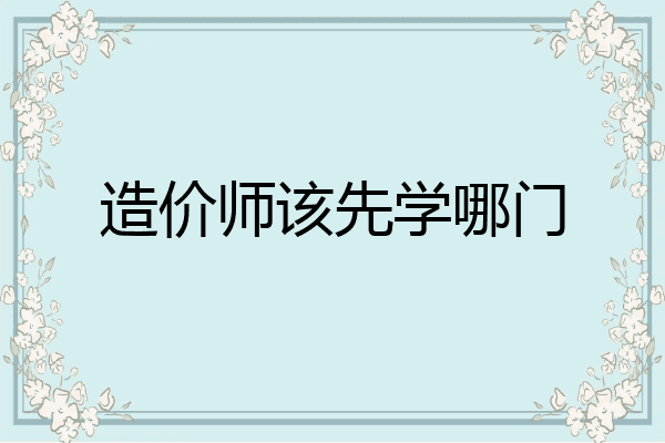 造价师该先学哪门