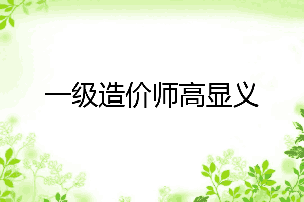 一级造价师高显义