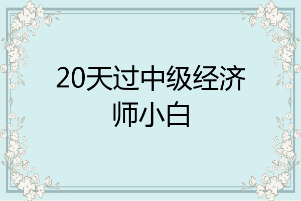 20天过中级经济师小白