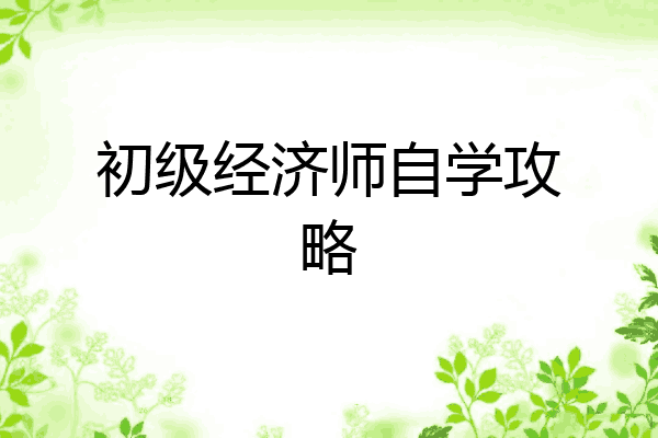 初级经济师自学攻略
