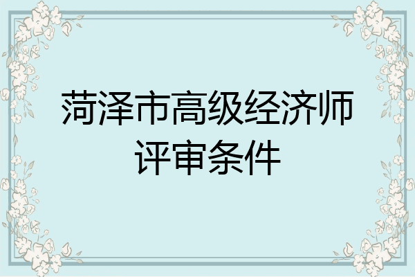 菏泽市高级经济师评审条件