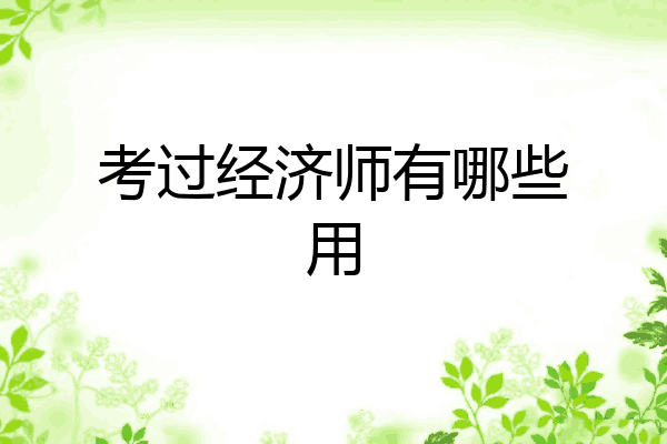 考过经济师有哪些用