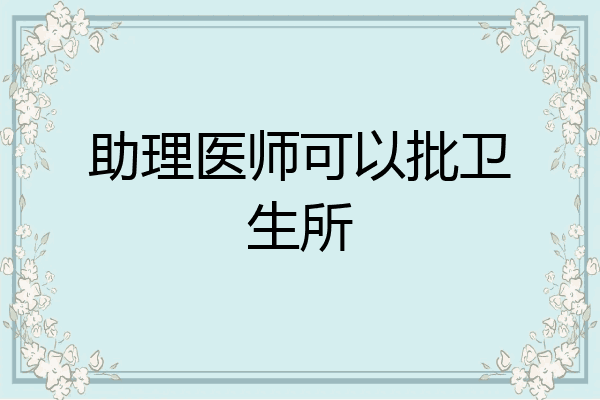 助理医师可以批卫生所