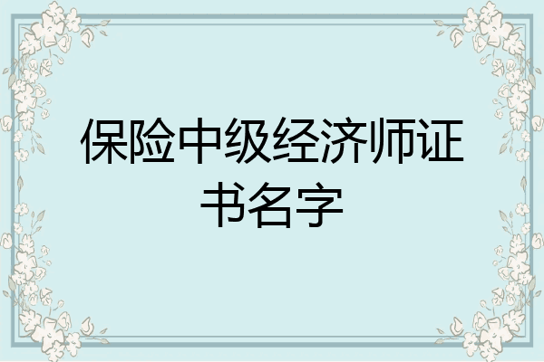 保险中级经济师证书名字