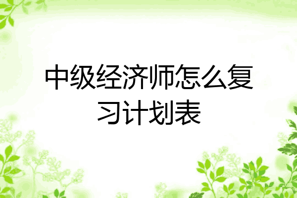 中级经济师怎么复习计划表
