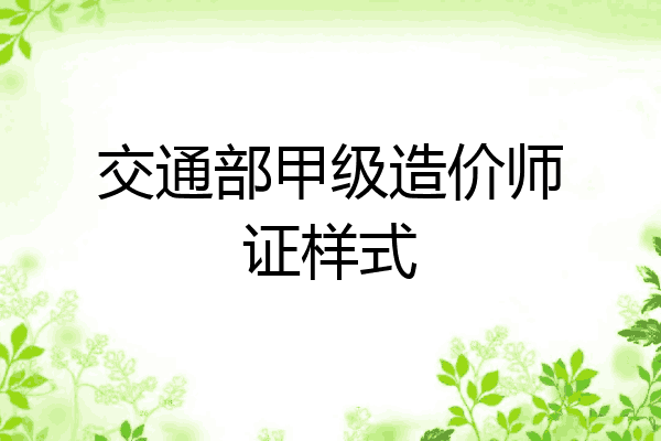交通部甲级造价师证样式