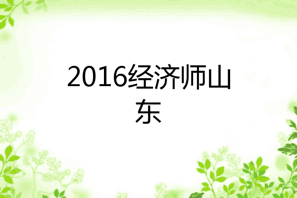 2016经济师山东