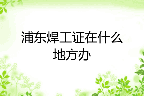 浦东焊工证在什么地方办