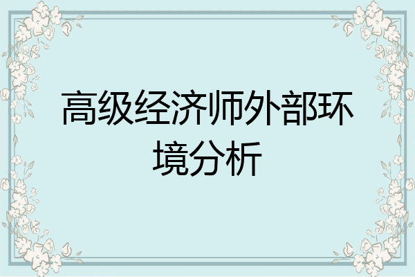 高级经济师外部环境分析