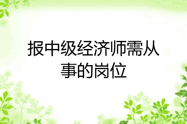 报中级经济师需从事的岗位
