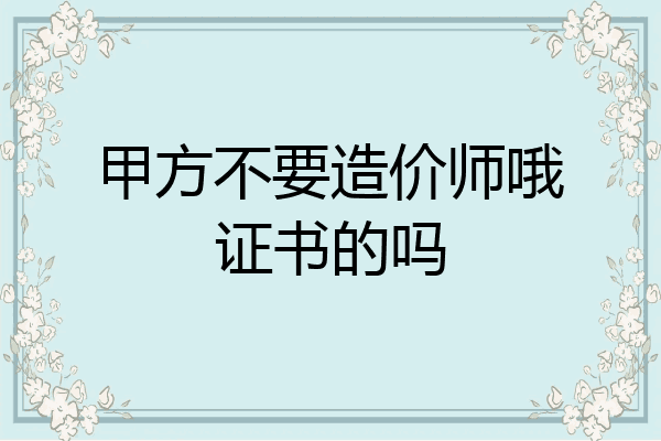 甲方不要造价师哦证书的吗