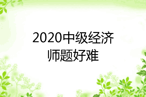 2020中级经济师题好难