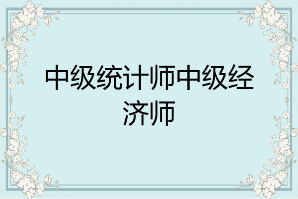 中级统计师中级经济师
