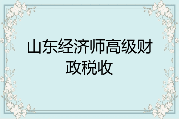 山东经济师高级财政税收