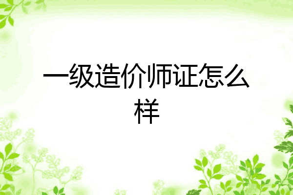 一级造价师证怎么样