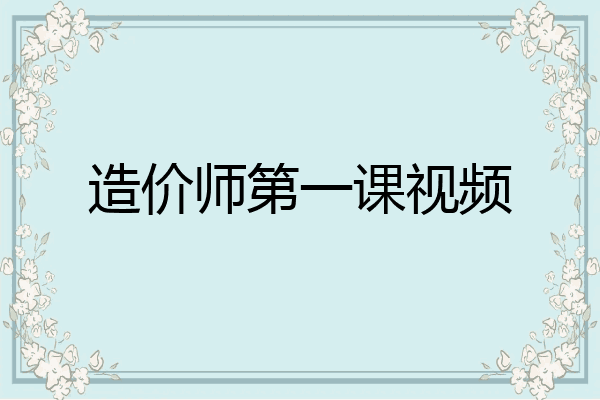 造价师第一课视频