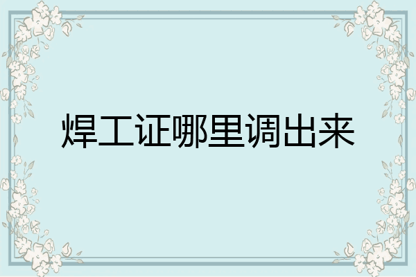 焊工证哪里调出来