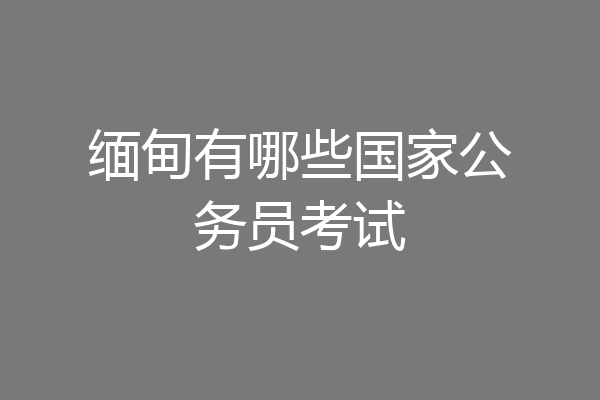 缅甸有哪些国家公务员考试