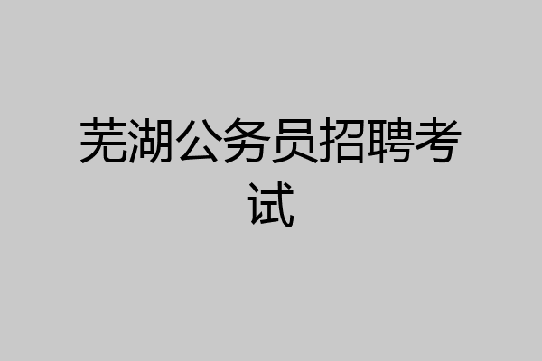 芜湖公务员招聘考试