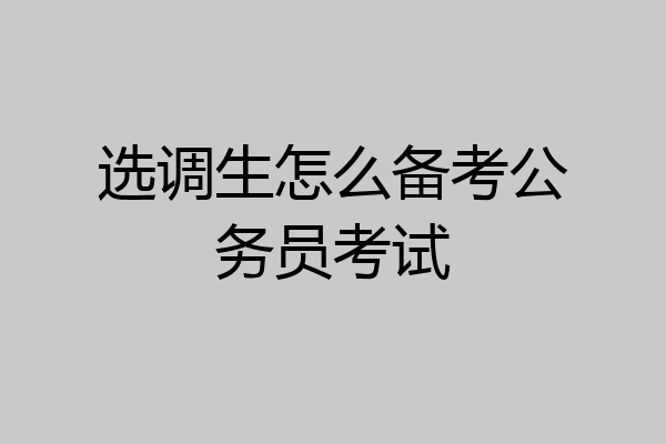 选调生怎么备考公务员考试
