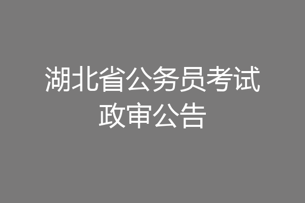 湖北省公务员考试政审公告