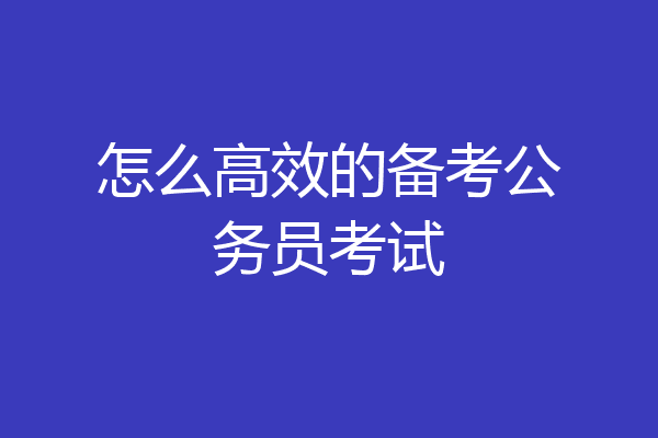 怎么高效的备考公务员考试