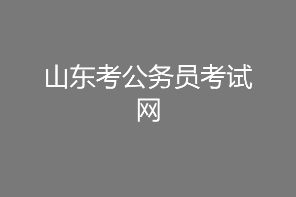 山东考公务员考试网
