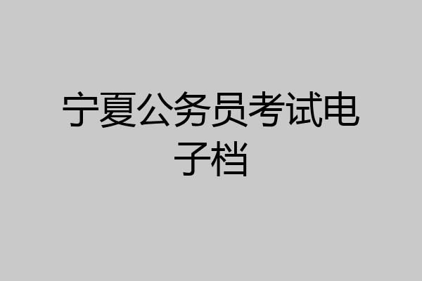 宁夏公务员考试电子档
