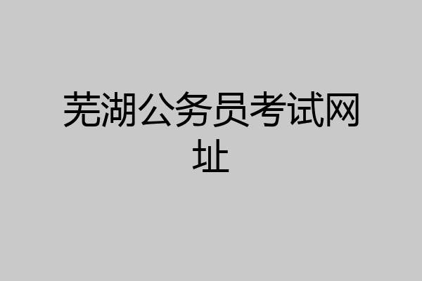 芜湖公务员考试网址