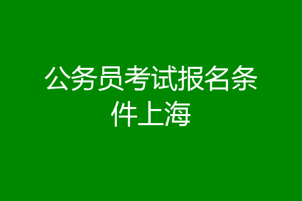公务员考试报名条件上海