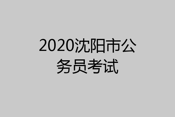 2020沈阳市公务员考试