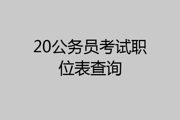 20公务员考试职位表查询