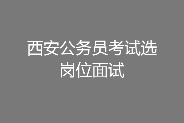 西安公务员考试选岗位面试