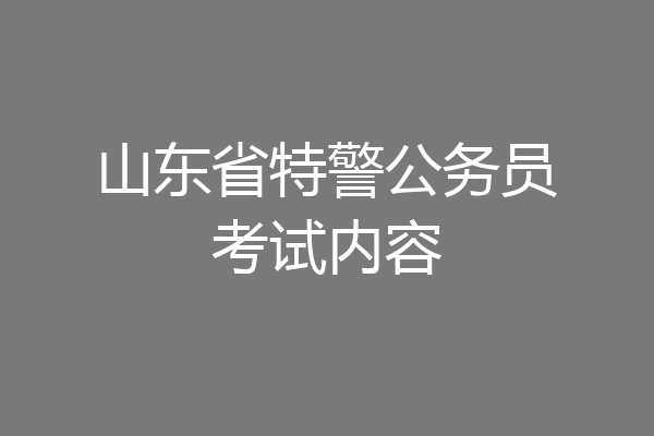 山东省特警公务员考试内容