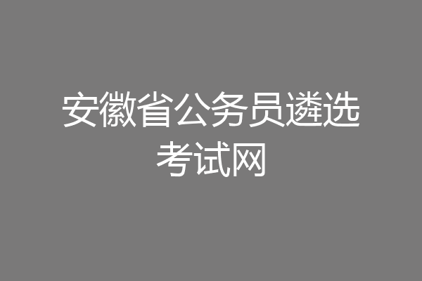 安徽省公务员遴选考试网