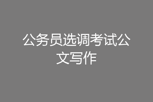 公务员选调考试公文写作