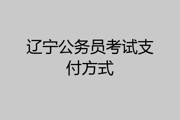 辽宁公务员考试支付方式