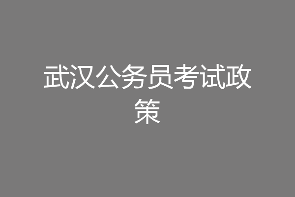 武汉公务员考试政策