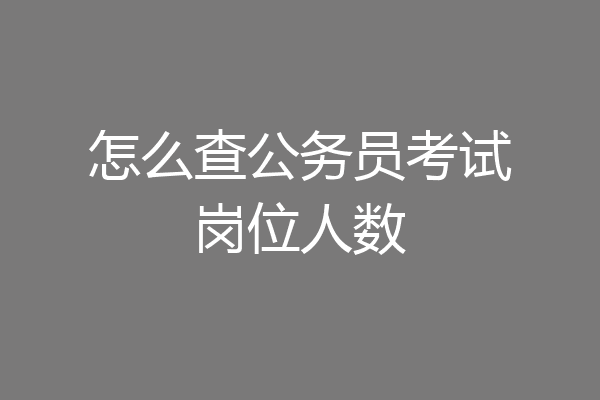 怎么查公务员考试岗位人数