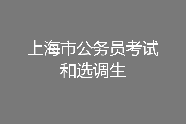 上海市公务员考试和选调生