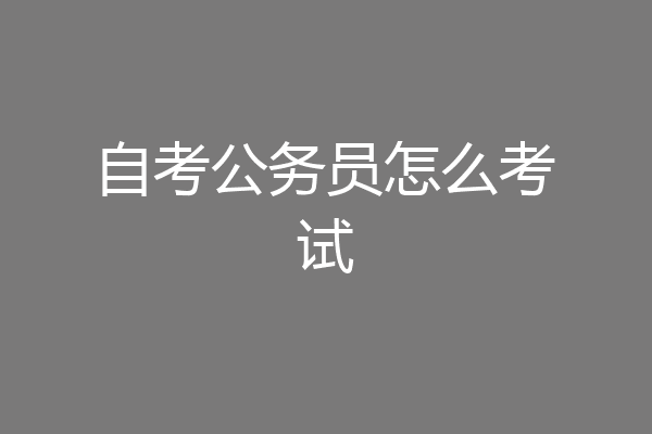 自考公务员怎么考试
