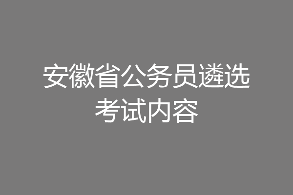 安徽省公务员遴选考试内容